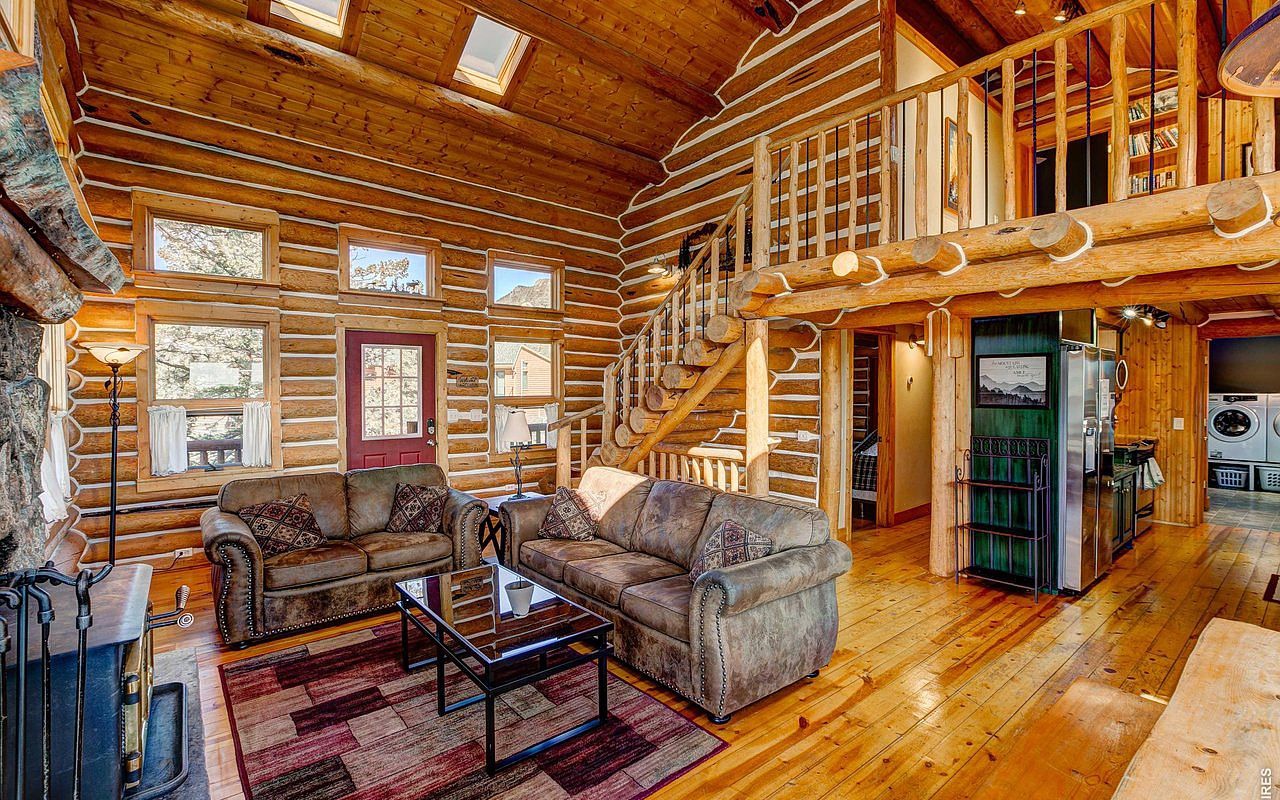 The great room of the log lodge